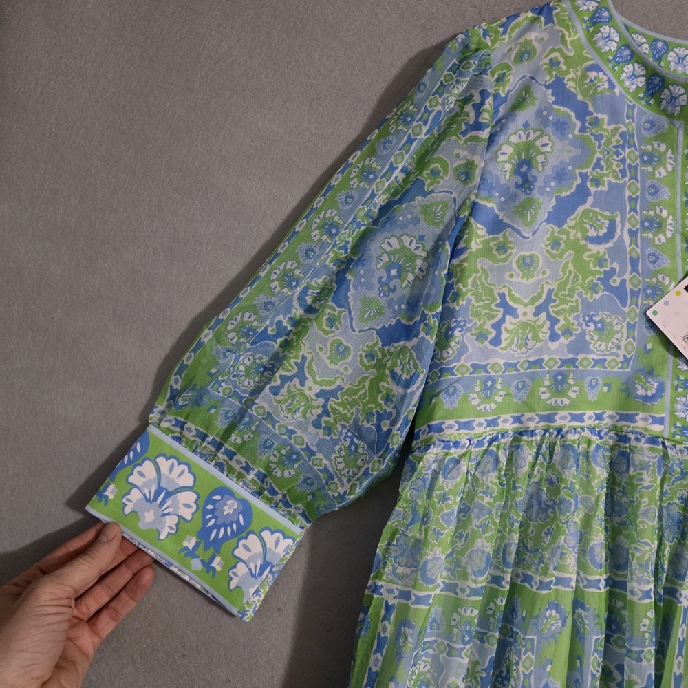 NWT Gretchen Scott Watteau Crinkly Borderline Maxi Dress Size Medium - Picture 7 of 10
